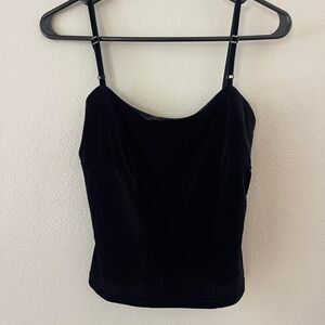 VTG City Triangles Black Y2K velvet cami w adorable diamond detail on straps S